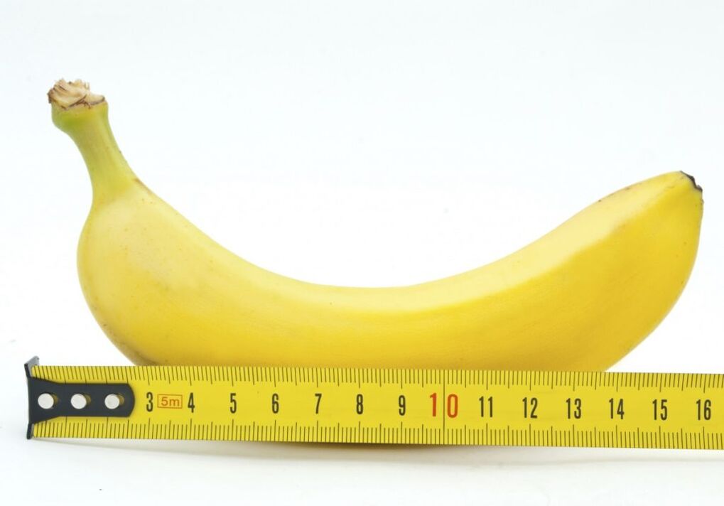 вымярэнне банана сімвалізуе вымярэнне члена пасля аперацыі па павелічэнні